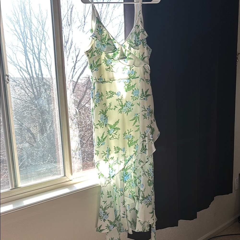 Cream Asymmetrical Ruffled Sundress with Spaghetti Straps